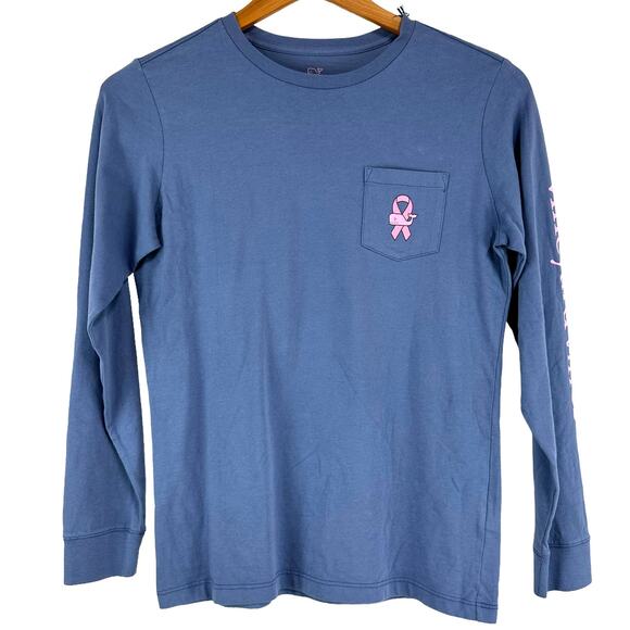 Vineyard Vines Girls Size Medium (12-14) Cancer Awareness Long Sleeve Tee NWT - Picture 2 of 9
